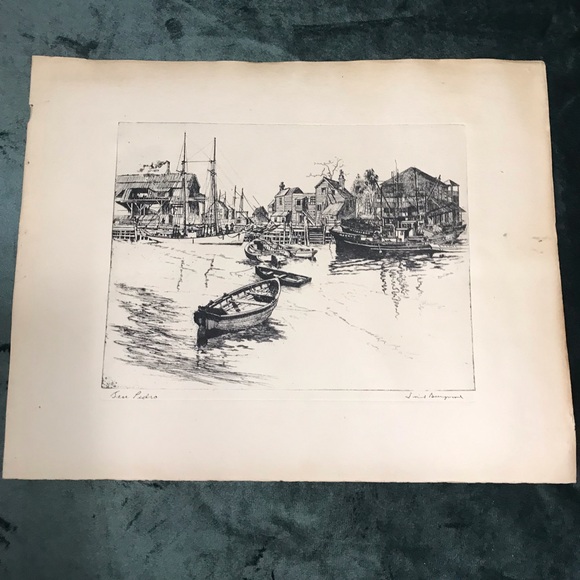 Lionel Barrymore Vintage 1960's Talio-Chrome Etching Print San Pedro 12" x 16" - Picture 1 of 11